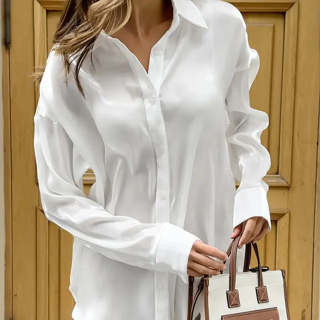 Women's Fashion Shirt Minority Simple Long Sleeve White - Shop at LoveMi