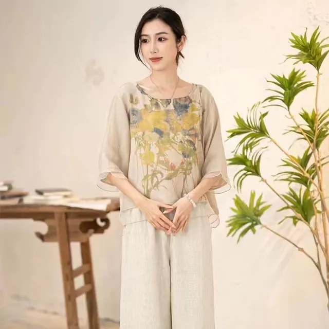 Top Plus Size Loose Casual New Summer Women's Artistic Short Sleeve Style1 - Shop at LoveMi