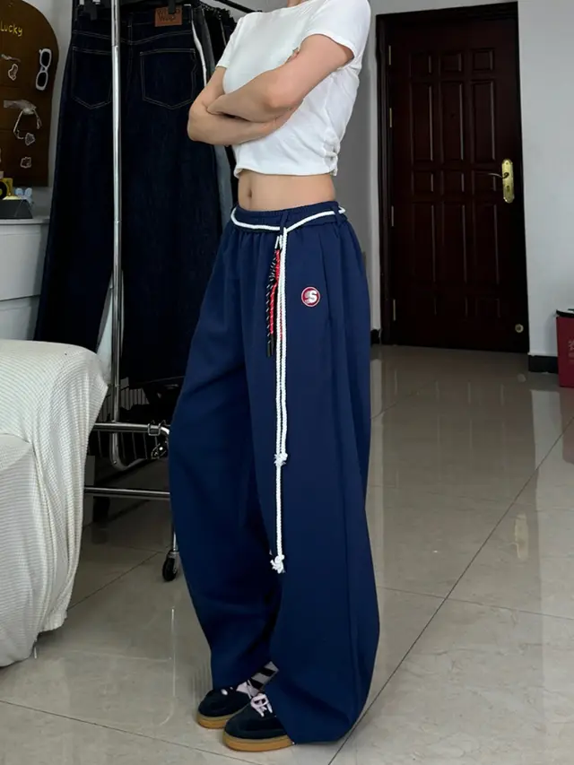 Track Sweatpants Straight Hip Hop Wide Leg Casual Trousers - Shop at LoveMi