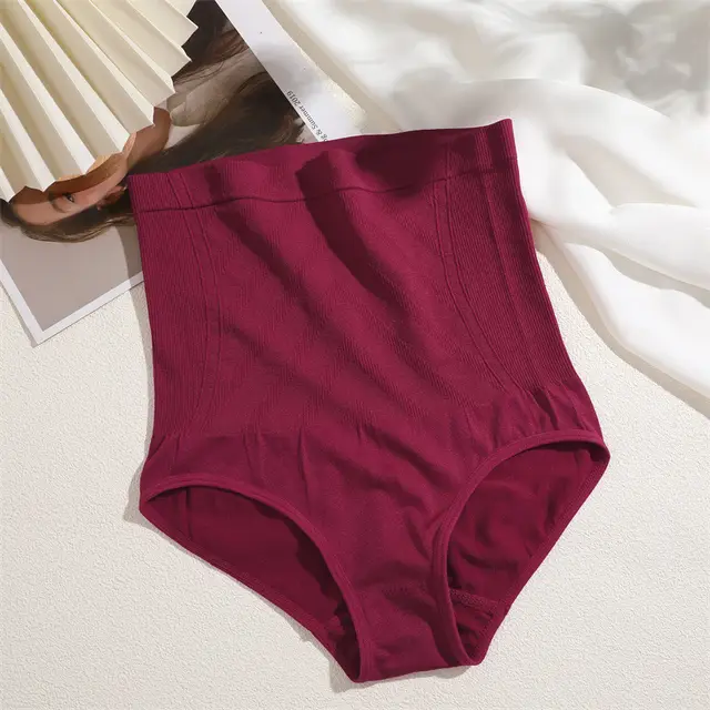 High Waisted Tuck Pants Seamless Briefs Postpartum Body Shaping Shaping Wine Red - Shop at LoveMi