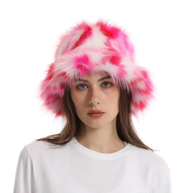 Women's Bucket Hat Warm Plush Hat Pink Color - Shop at LoveMi