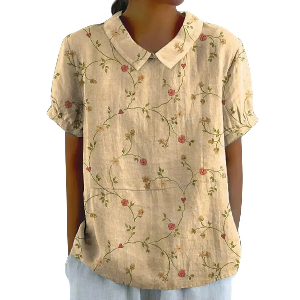 Women's Creative Retro Floral Cute Short-sleeved T-shirt - Xxs