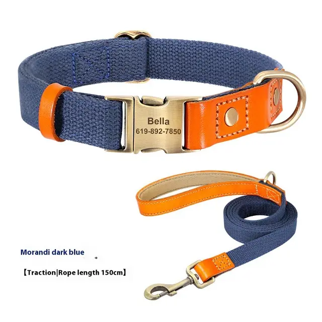 Small Dog Neck Collar Traction Rope Dark Blue - Shop at LoveMi