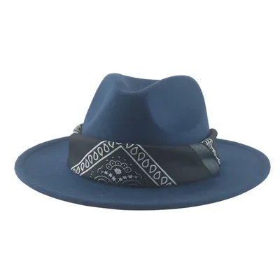 Paisley Ribbon Wide Brim Woolen Top Hat Felt Cowboy Hat 11Color M 56To58Cm - Shop at LoveMi