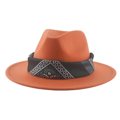 Paisley Ribbon Wide Brim Woolen Top Hat Felt Cowboy Hat 17Color M 56To58Cm - Shop at LoveMi