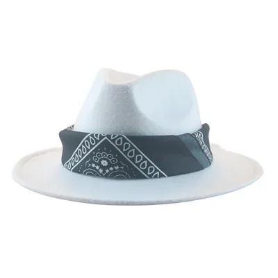 Paisley Ribbon Wide Brim Woolen Top Hat Felt Cowboy Hat 1Color M 56To58Cm - Shop at LoveMi