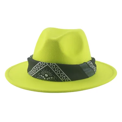 Paisley Ribbon Wide Brim Woolen Top Hat Felt Cowboy Hat 21Color M 56To58Cm - Shop at LoveMi