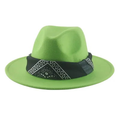 Paisley Ribbon Wide Brim Woolen Top Hat Felt Cowboy Hat 23Color M 56To58Cm - Shop at LoveMi
