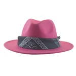 Paisley Ribbon Wide Brim Woolen Top Hat Felt Cowboy Hat - 8Color-M 56To58Cm - View 1