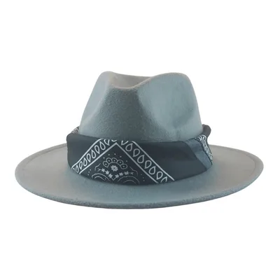 Paisley Ribbon Wide Brim Woolen Top Hat Felt Cowboy Hat 9Color M 56To58Cm - Shop at LoveMi