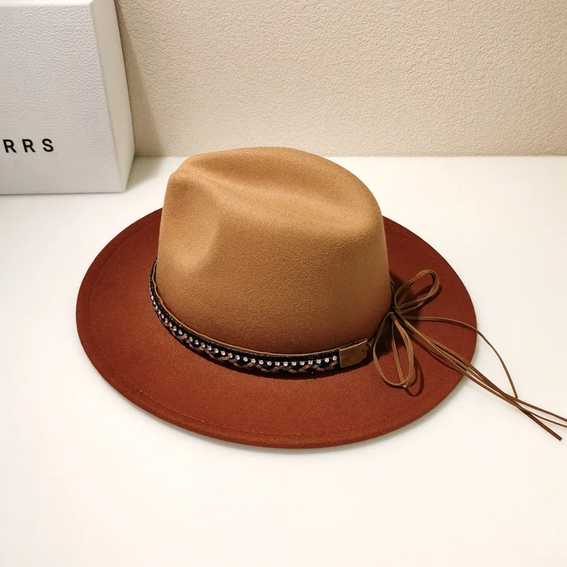 Woolen Fedora Hat Female Vintage Top Hat - Camel
