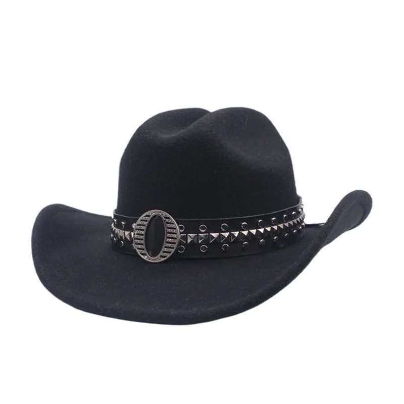 Casual Fashion Double sided Color Matching Cap Cashmere Jazz Top Hat Black - Shop at LoveMi