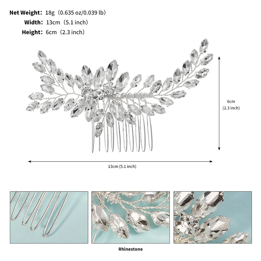 Rhinestone Tuck Comb Hair Comb Exquisite Handmade Silver - Shop at LoveMi