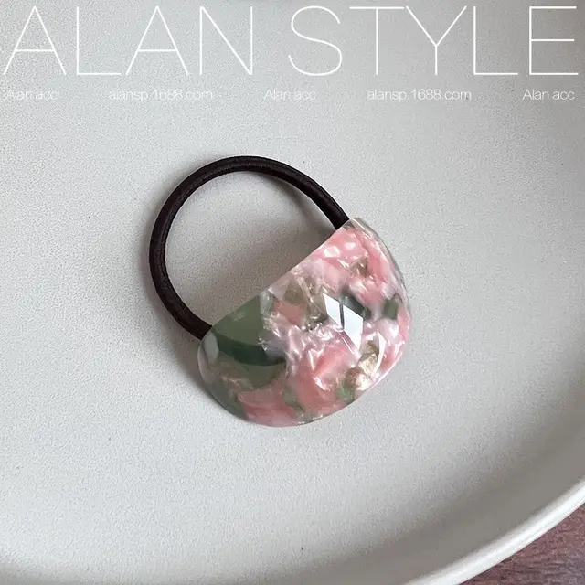 Oval Acetate Hair Band Ins Online Influencer Fashion Hair Rope Rubber Band Ponytail Bun Temperament Head Rope Top Cuft Flower Pink - Shop at LoveMi