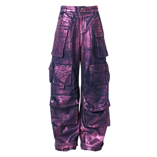 Women's Fashionable Purple Bronzing Casual Jeans Purple - Shop at LoveMi