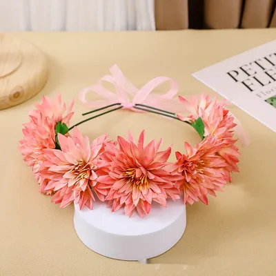 Children's Garland Headdress Adult Super Fairy Flowers Mori Girl Princess Head mounted Performance Hair Accessories Orange - Shop at LoveMi