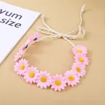 11 Simulation Small Sunflower Bohemian Vacation Seaside Braid Hair Band For Women - Pink