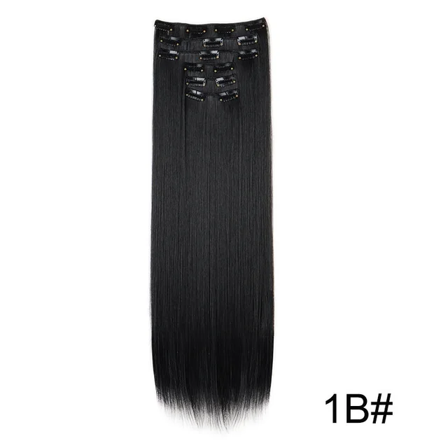 Wig Extensions 6 piece Set, Long Straight Hair 1B - Shop at LoveMi