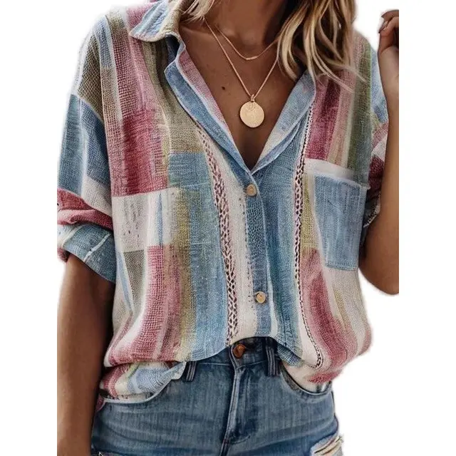 Women's Autumn New Polo Collar Long sleeved Cardigan Single breasted Loose Leisure All matching Red - Shop at LoveMi