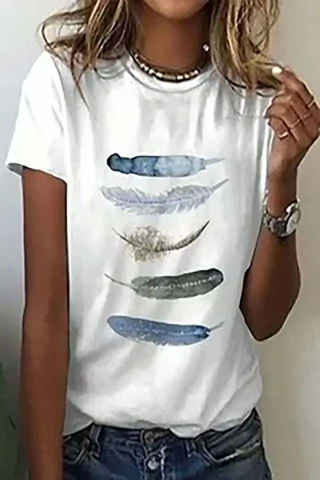 Round Neck Women's Short sleeved T shirt Loose Casual Smyltxa05Sm3805 - Shop at LoveMi
