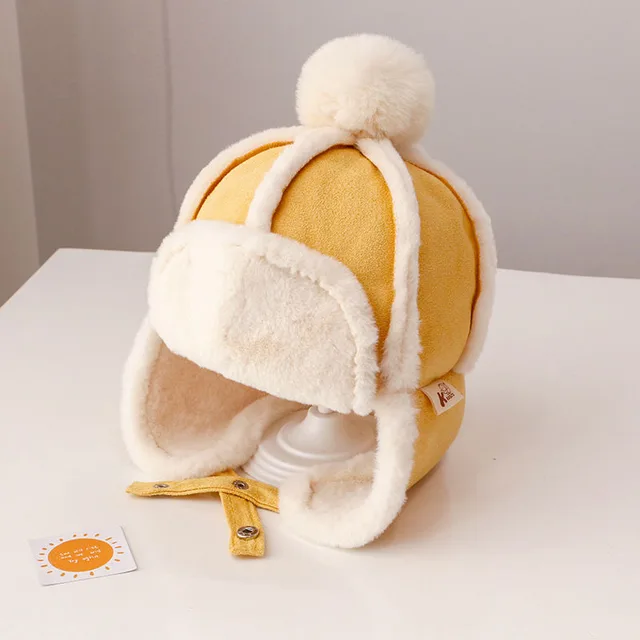 Warm Thickened Girl Cute Earflaps Fleece Hat Yellow - Shop at LoveMi