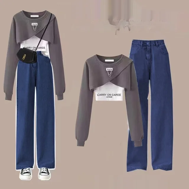 Autumn Suit Women's Wide leg Pants Three piece Sling Sweater Loose Three Piece Set 10Style - Shop at LoveMi