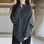 Irregular Design Turtleneck Sweater Women's Pullover - Grey