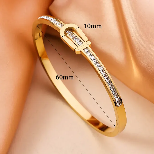 Gold Plating Exquisite Stainless Steel Bracelet Fashion Bracelet & Bangles For Women Lady Jewelry Charm Valentine's Gift Gold - Shop at LoveMi