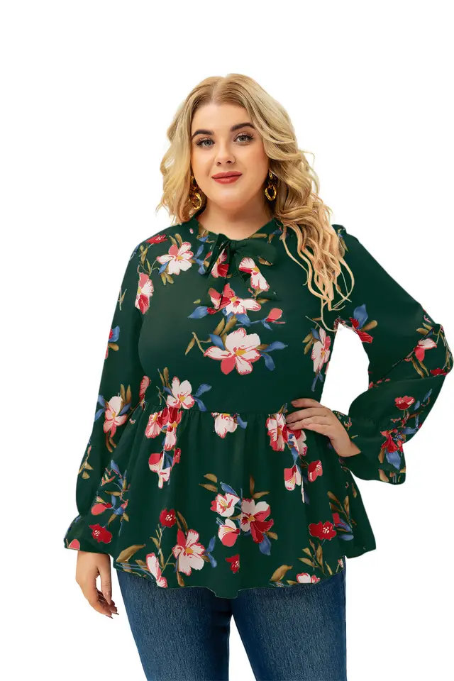 European And American Long sleeved Printed Top Green - Shop at LoveMi