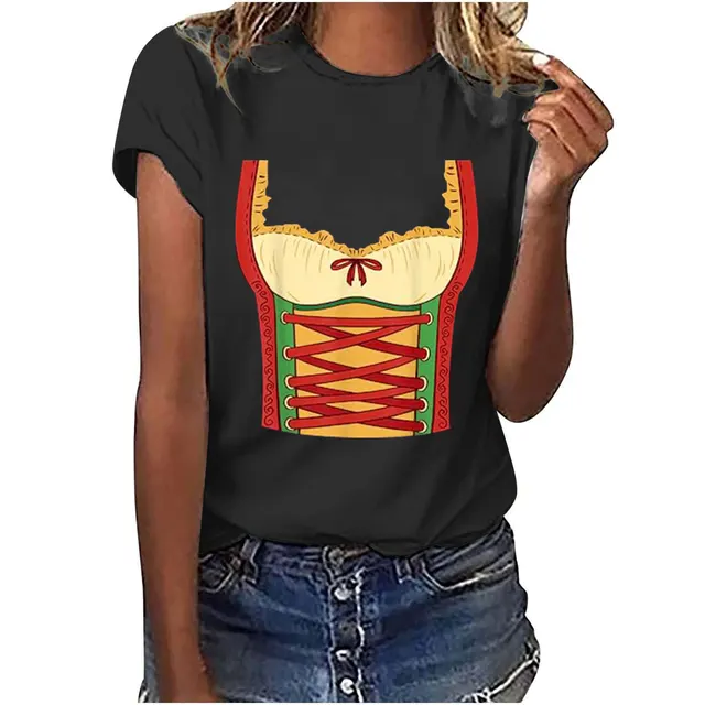 Simple Printed European And American T shirt Short Sleeve Black - Shop at LoveMi