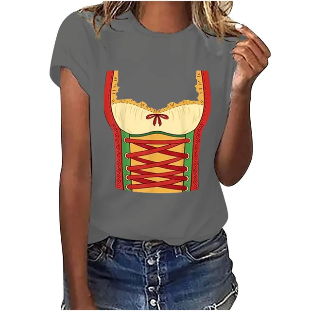 Simple Printed European And American T shirt Short Sleeve Dark Gray - Shop at LoveMi