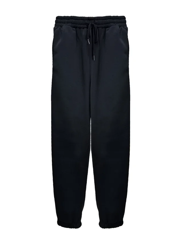 Solid Color With Fur Sweatpants Casual Sports Jogging High Waist Loose Tappered Home Casual Pants Black Plus Velvet - Shop at LoveMi
