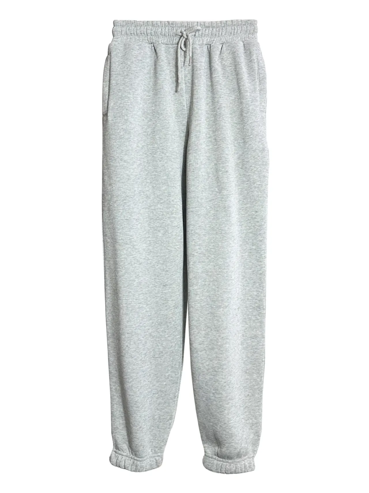 Solid Color With Fur Sweatpants Casual Sports Jogging High Waist Loose Tappered Home Casual Pants - Flower Gray Plus Velvet