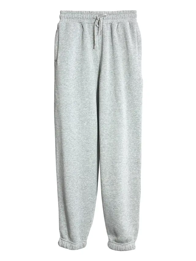 Solid Color With Fur Sweatpants Casual Sports Jogging High Waist Loose Tappered Home Casual Pants Flower Gray Plus Velvet - Shop at LoveMi