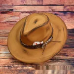 Fashion Retro Original Design Fedora Hat European And American Fur Felt Hat - Retro Poker Style Orange