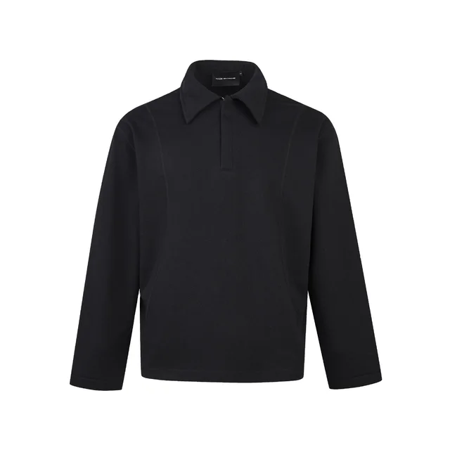 Tailored Anti car Bottoming Long sleeved Polo Shirt Black - Shop at LoveMi