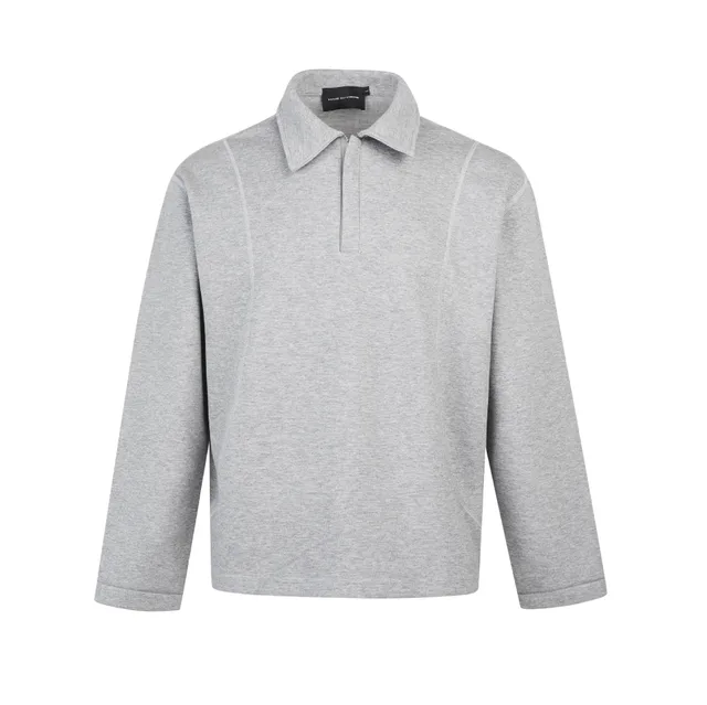 Tailored Anti car Bottoming Long sleeved Polo Shirt Gray - Shop at LoveMi