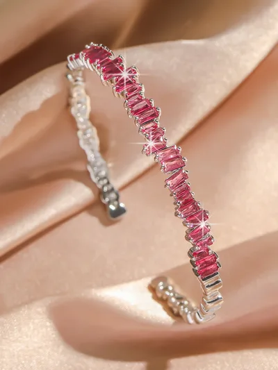 Geometric Irregular Zircon Starry Bracelet For Women Rose Red - Shop at LoveMi