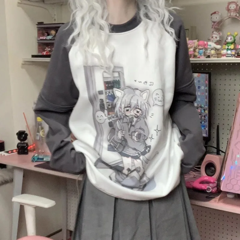 Water Color Raglan Girl Cute Sister Sleeve Detachable Short Sleeve T shirt Gray - Shop at LoveMi