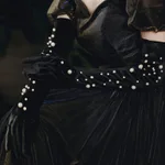 Black Velvet Pearl Gloves 55Cm