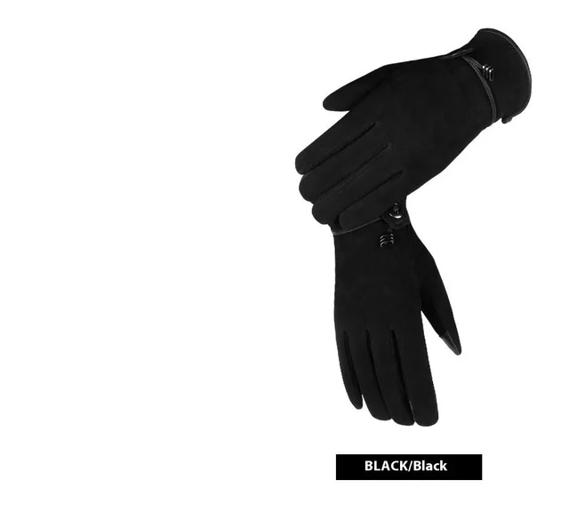 Genuine Leather Gloves Autumn winter Warm And Thickening Non slip Touch Screen Fashion Black - Shop at LoveMi