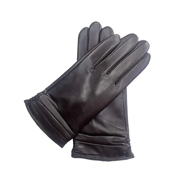 Ladies Color Touch Screen Sheepskin Leather Gloves Winter Outdoors Warm With Velvet Dark Coffee Color - Shop at LoveMi
