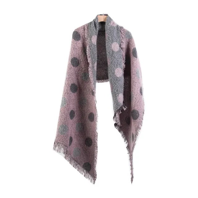 European And American Autumn And Winter Scarf Women's Circle Yarn Polka Dot Angle Thickened Shawl 5 Pink Dots - Shop at LoveMi