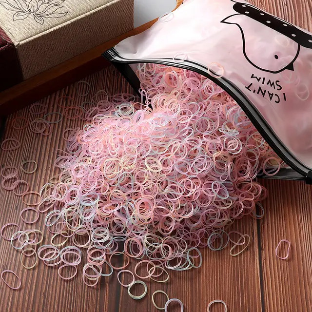 Children Rubber Band Small Size Girls' Baby Disposable Rubber Band Color Hair Band Jelly Color Bird Bag 1000 - Shop at LoveMi