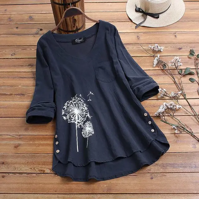 Long Sleeve Shirt Korean Style Fashion Mid length Top For Women Blue - Shop at LoveMi