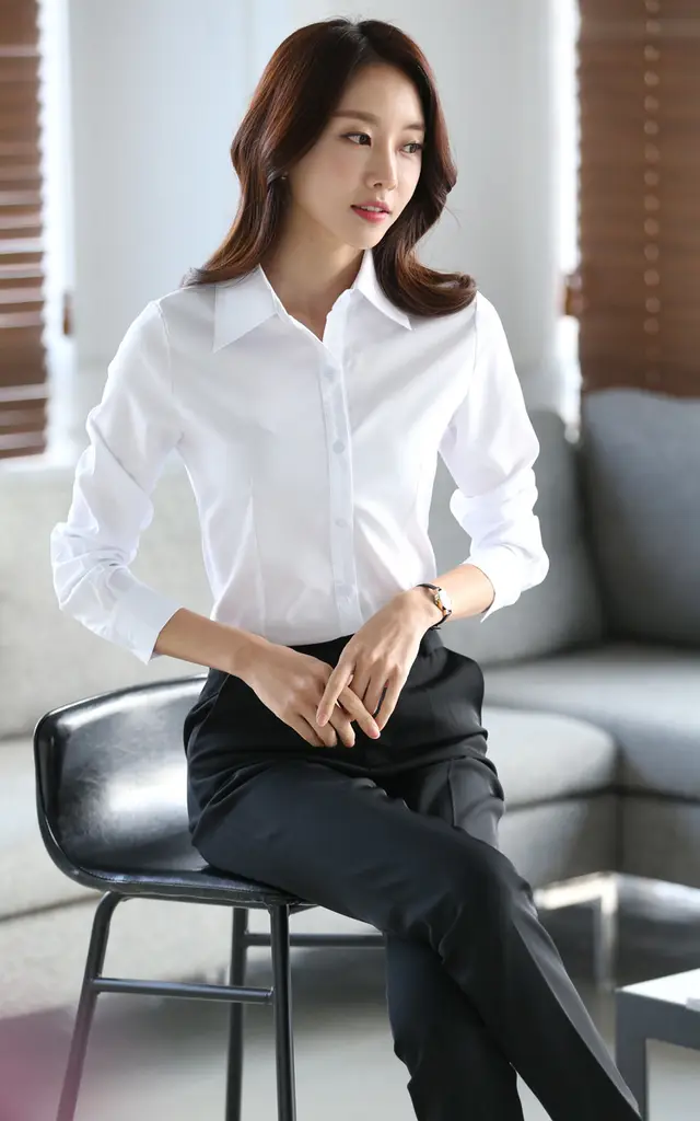 Spring And Autumn White With Printed Pattern Striped Shirt Women's Long sleeved Slim fit Printed Women's White - Shop at LoveMi