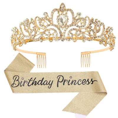 Birthday Party Crown Shoulder Strap Girl Princess Strap Suit Golden Crown Shoulder Strap - Shop at LoveMi