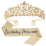Birthday Party Crown Shoulder Strap Girl Princess Strap Suit - Golden Crown Shoulder Strap