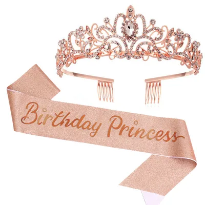 Birthday Party Crown Shoulder Strap Girl Princess Strap Suit Rose Gold Crown Shoulder Strap - Shop at LoveMi