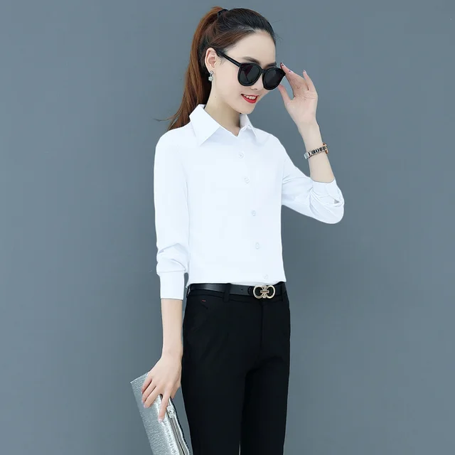 Women's Long Sleeve Slim Fit Slimming Business Shirt White - Shop at LoveMi